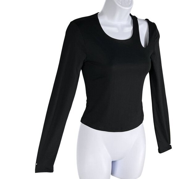 Anthropologie NWT Olive & Oak Womens S Black Long Sleeve Asymmetrical Cutout Top - Picture 5 of 16